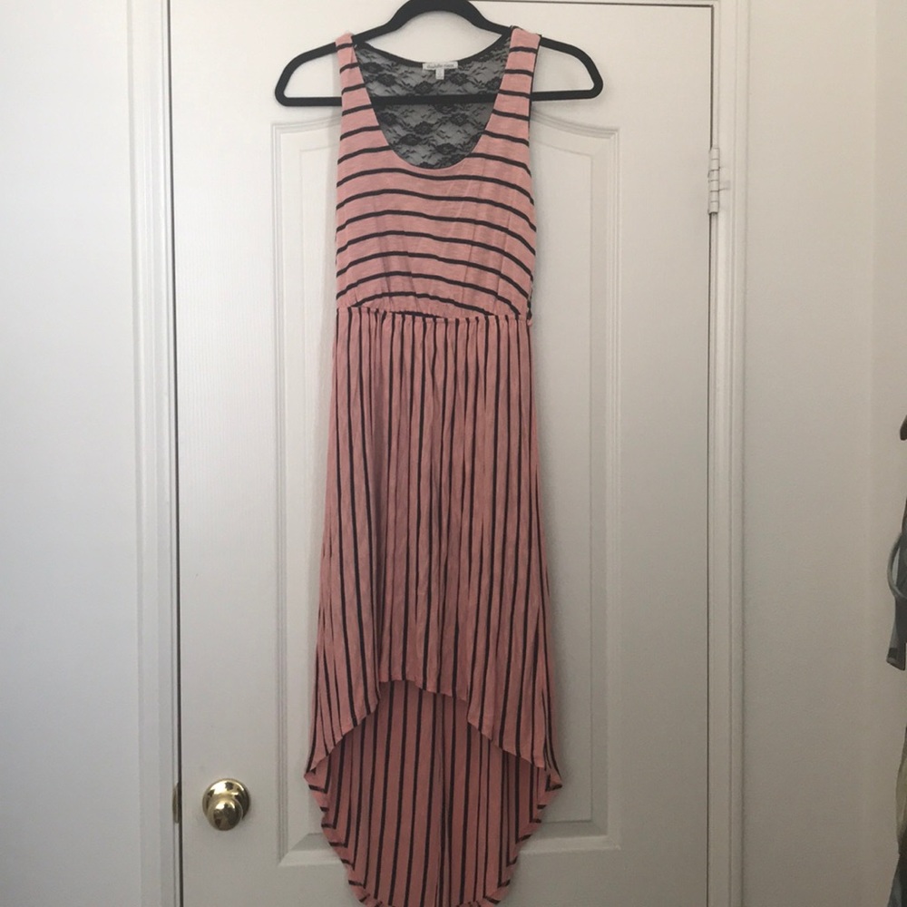 Rose pink black striped dress